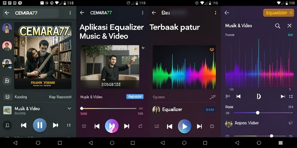 Antarmuka CEMARA77 dengan pengaturan equalizer yang mudah digunakan.