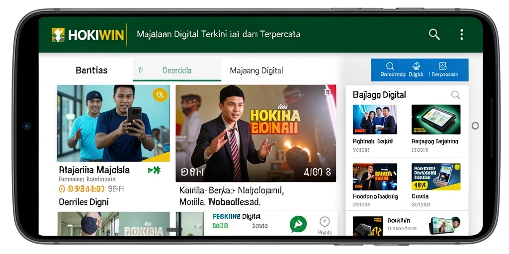 Antarmuka HOKIWIN menampilkan berita Majalah Digital terbaru.
